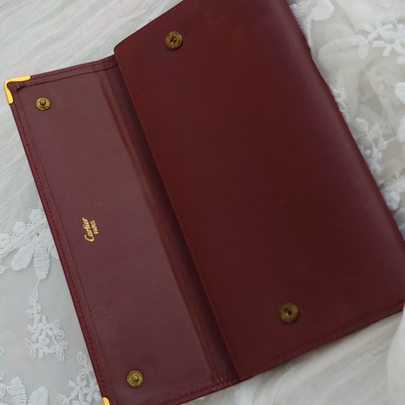 Cartier Kisslock Tri-fold Bordeaux Long Leather Wallet - Picture 11 of 17